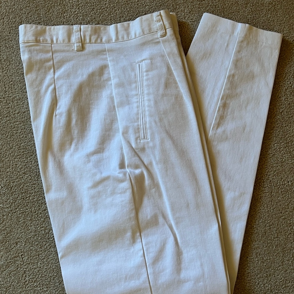 AKS White Cotton Lightweight Tapered Pants Size 8